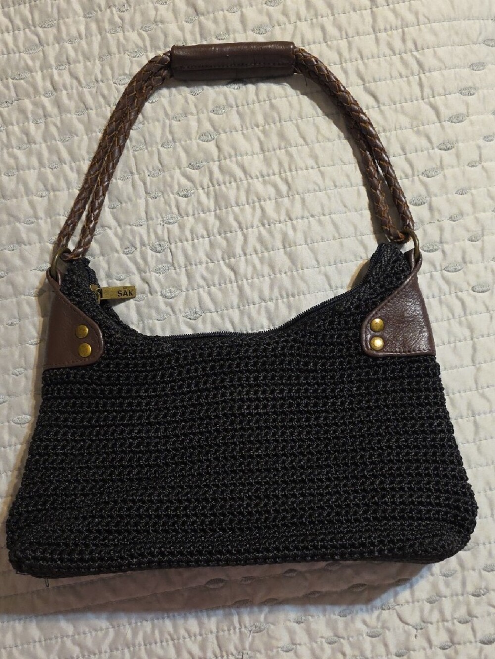 The SAK, Black Crochet Daisy Accent Shoulder Bag - Picture 7 of 9